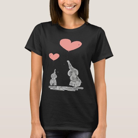 T-shirt Elephant  with Balloon Heart Unisex (Devant)
