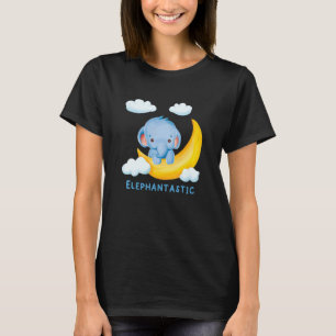 T-shirt Eléphantastique Mignonne Éléphant Sur Lune Avec Nu