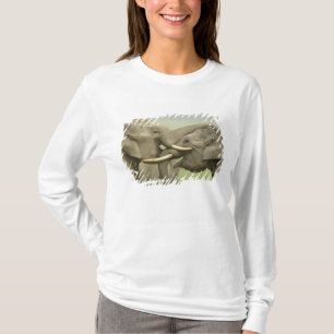 T-shirt Éléphants asiatiques indiens qui jouent à se battr