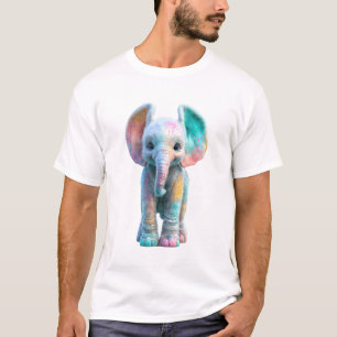 T-shirt Éléphants Bébés aux Taches de Peinture Colorées po
