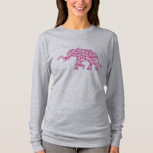 T-shirt éléphants composés de petits coeurs roses (Devant)