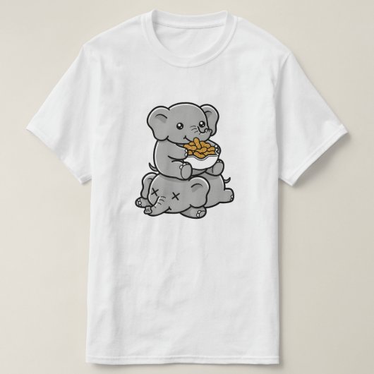 T-shirt Éléphants de dessin animé mignons mangeant des cac (Design devant)
