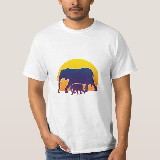 T-shirt Éléphants du coucher de soleil (Devant)