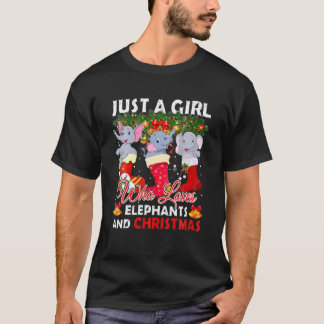 T-shirt Eléphants Mignons En Chaussettes Pour Fille Noël M