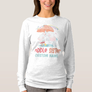 T-shirt Elephants Whimsical Middle Sister Nom personnalisé
