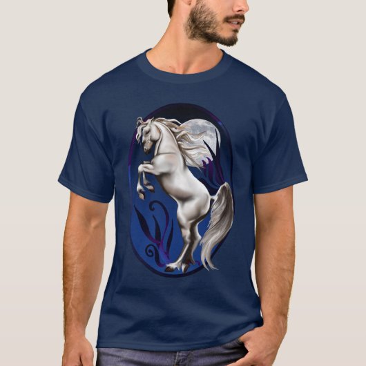 T-shirt Élevage de la chemise d'ovale de cheval blanc (Devant)