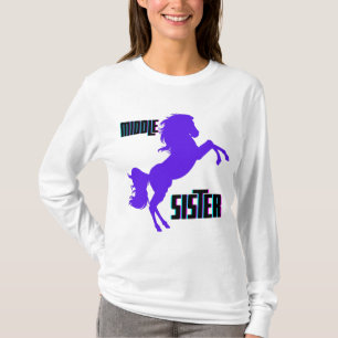 T-shirt Élevage de poney violet de la sœur moyenne
