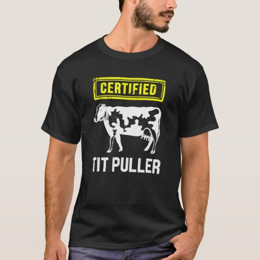 T-shirt Élevage de vaches certifié tireur de trayons (Devant)