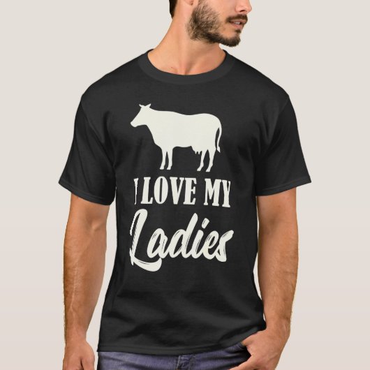 T-shirt Élevage de vaches J'aime mes dames J'aime mes vach (Devant)