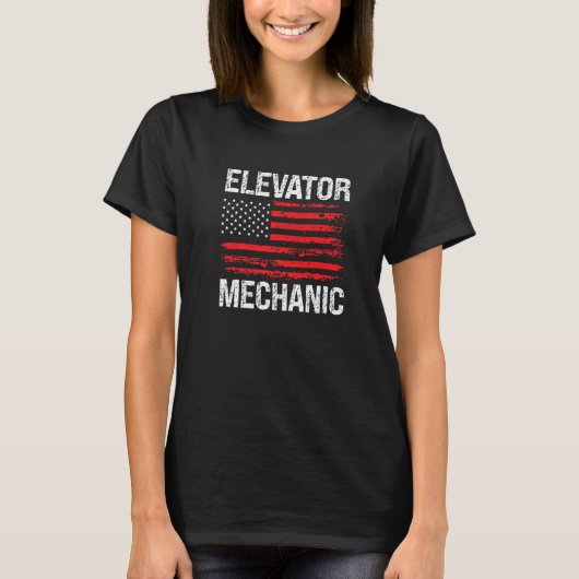 T-shirt Elevator Mechanic Technician US American Flag Dist (Devant)