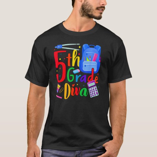 T-shirt élève de 5e année diva de rentrée des classes (Devant)