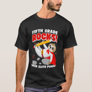 T-shirt élève de 5e année Rocks Superhero Paresseux Retour