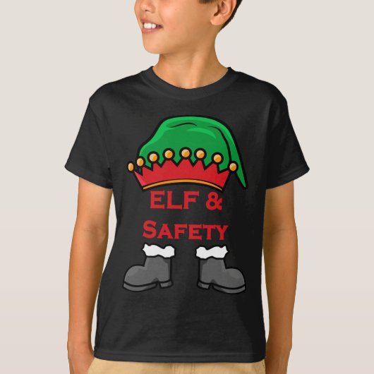 T-shirt Elf And Safety, Funny Health & Safety Elf Long (Devant)