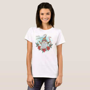 T-shirt Elf aquarelle avec Poinsettias
