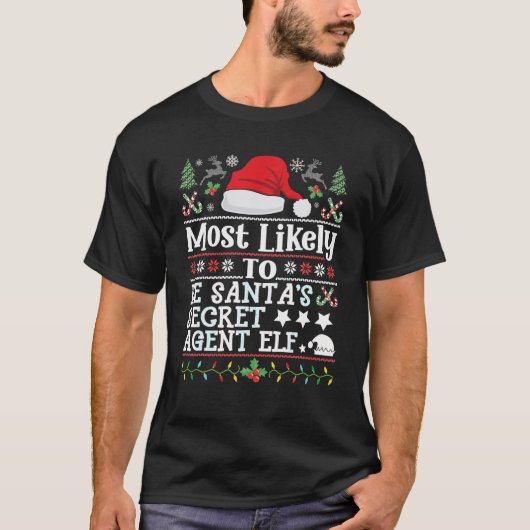 T-shirt Elf Christm, agent secret de Père Noël (Devant)