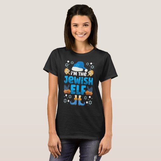 T-shirt Elf Hanukkah Jewish Candles Festival Menorah Dreid (Devant entier)