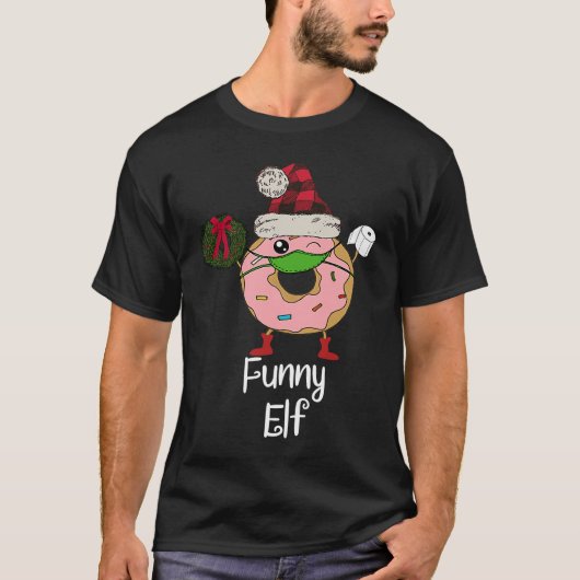 T-shirt Elf Quarantine Christmas Donut 2020 Personality Fa (Devant)