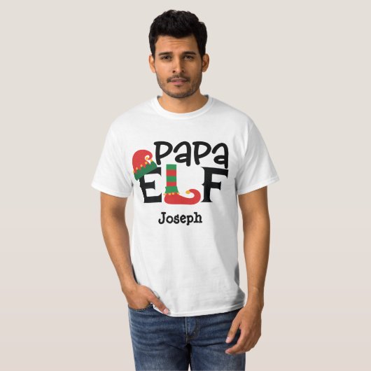 T-shirt Elf Shoe Papa Elf Ajouter Un Nom Personnalisé T-Sh (Devant entier)
