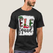 T-shirt Elf Squad Elf Pieds Joyeux Leopard de Noël Plaid B (Devant)