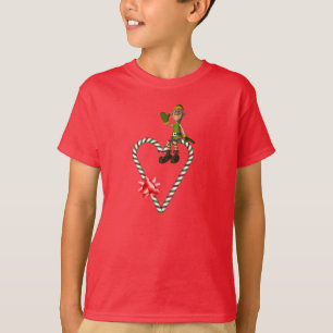 T-shirt Elf Sucre de canne Coeur mignon Noël