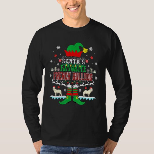 T-shirt Elf Xmas Santas Favori Français Bulldog Pet Ugly S (Devant)