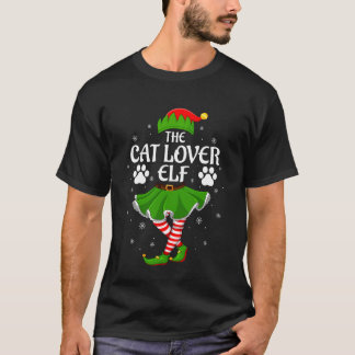 T-shirt Elfe Amoureux de Chat Noël Famille Filles Femmes E
