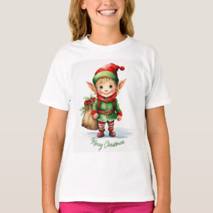 T-shirt elfe de Noël avec un sac de cadeaux
