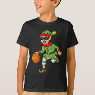 T-shirt Elfe de Noël Conduit Un Basket-ball Amusants Garço