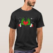 T-shirt Elfe drôle avec le coeur mignon Mains Style Noël C (Devant)