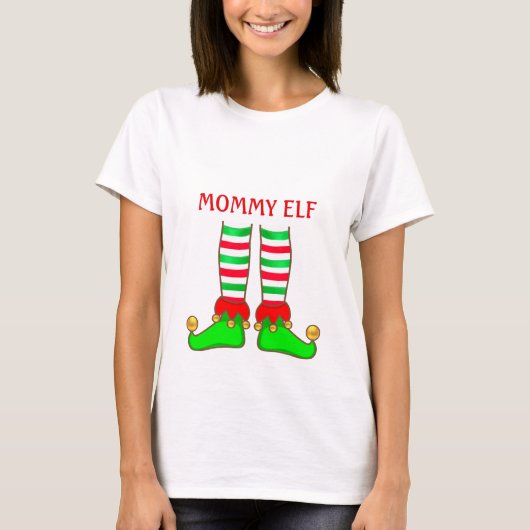 T-shirt Elfe Maman Moderne de Noël (Devant)