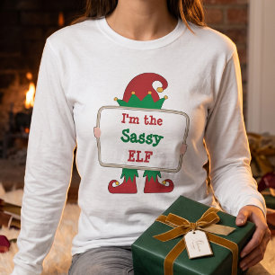 T-shirt Elfe Sassy Personnalisé Femme Noël Drôle