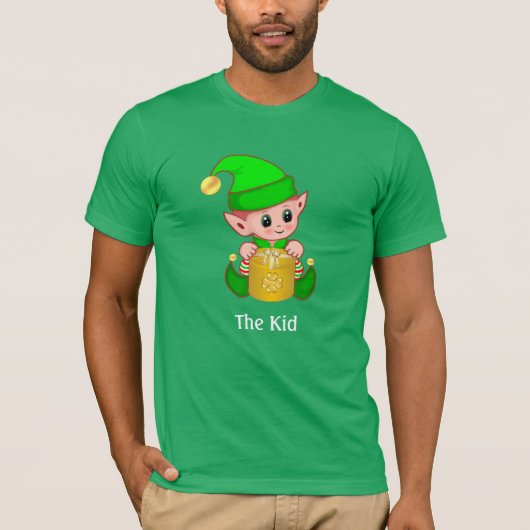 T-shirt Elfe vert moderne et texte personnalisé (Devant)