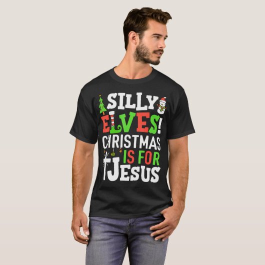 T-shirt Elfes Silencieux Noël Est Pour Jésus Matching Fami (Devant entier)