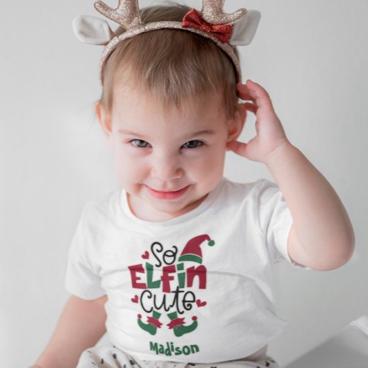 T-shirt Elfin Cute Nom Personnalisé Elf Christmas
