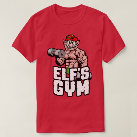 T-shirt Elfs Gym Dumbbell Curl Bodybuilder Noël Workout (Design devant)