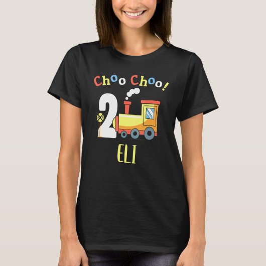 T-shirt Eli Choo Choo Deux Train 2e Anniversaire à 2 ans (Devant)