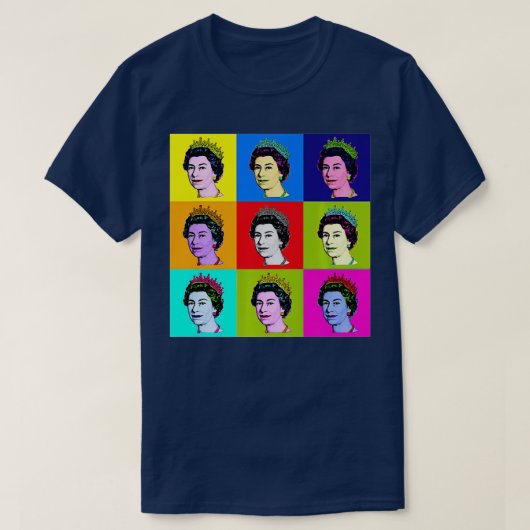 T-shirt Elizabeth Nine Carré Tiles Pop Art Reine d'Engla (Design devant)