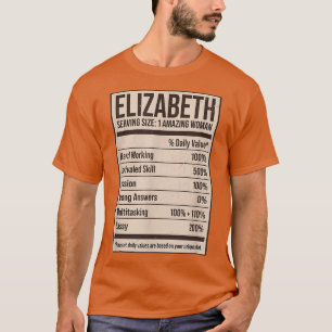 T-shirt Elizabeth Nutrition Facts Nom Pseudo Alias Titre