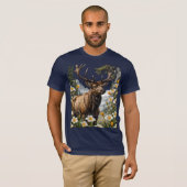 T-shirt Elk De L'Utahn Entouré De Fleurs De Lys Sego (Devant entier)