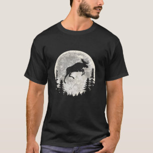 T-shirt Elk Moose Animal Faune Lune Long Manche T Chemise