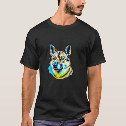 T-shirt Elkhound Pop Art I Amoureux des chiens I Splash Ar (Devant)