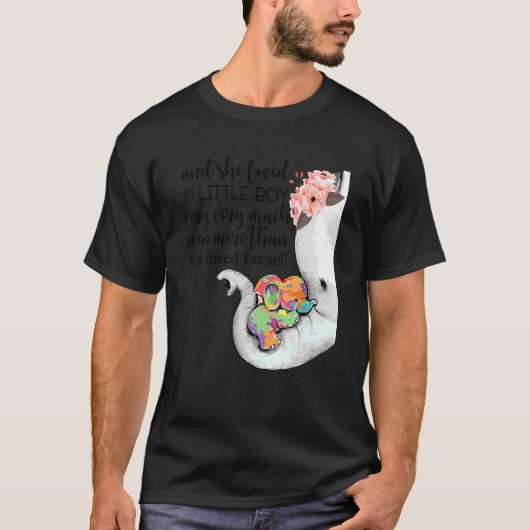 T-shirt Elle Aimait Un Petit Garçon Beaucoup Autisme Eleph (Devant)