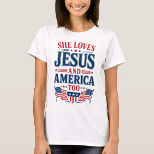 T-shirt Elle aime Jésus et l'Amérique aussi