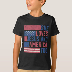 T-shirt Elle Aime Jésus Et L'Amérique Aussi 4 juillet Patr