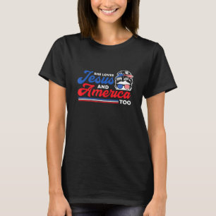 T-shirt Elle Aime Jésus Et L'Amérique Trop Patriotique Chr