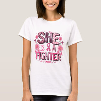 T-shirt Elle est une combattante - Sensibilisation au canc