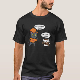 T-shirt Elle m'aime plus Café chat maman de chat drôle pou