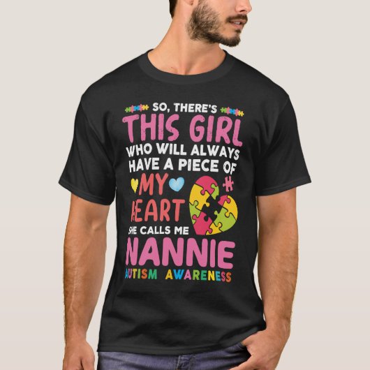 T-shirt Elle m'appelle Nannie Autism Aware (Devant)