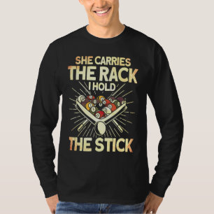 T-shirt Elle porte le rack, je tiens la queue de billard