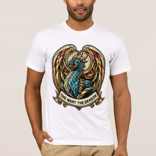 T-shirt Elle veut le design de verre de verre de dragon